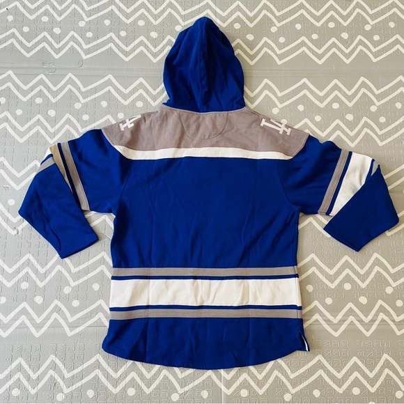 Vintage Retro 47 Brand LA Dodgers varsity baseball jersey jacket laced hoodie - Picture 4 of 8